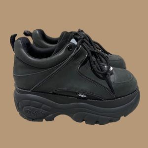 Matt black Buffalo London chunky platform shoes